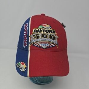 2004 Daytona 500 Hat Strapback Cap Red Blue Twins NASCAR Racing VTG